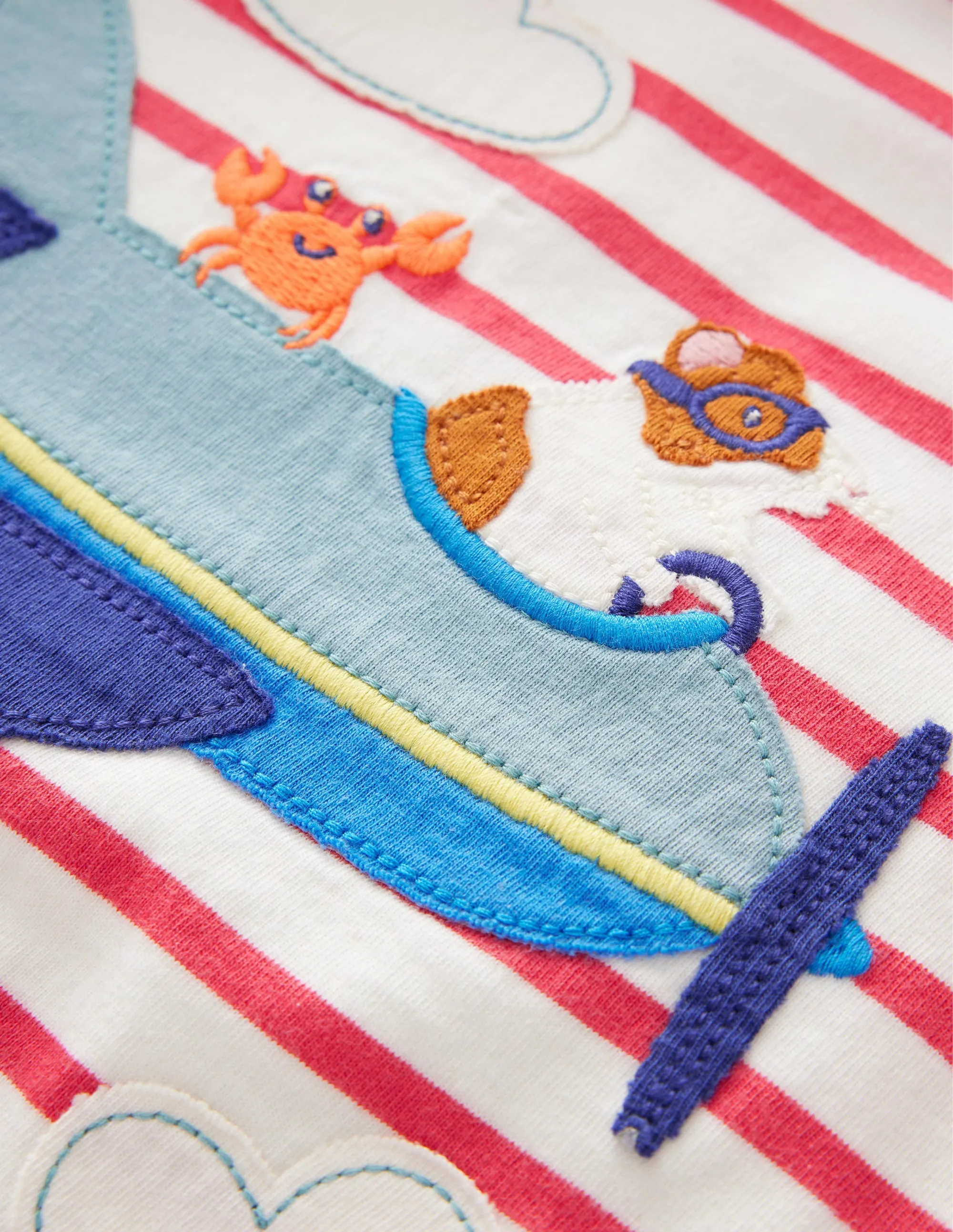 Appliqué Animal T-shirt-Ivory/Jam Guinea Pig