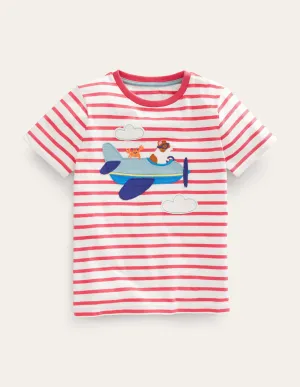 Appliqué Animal T-shirt-Ivory/Jam Guinea Pig