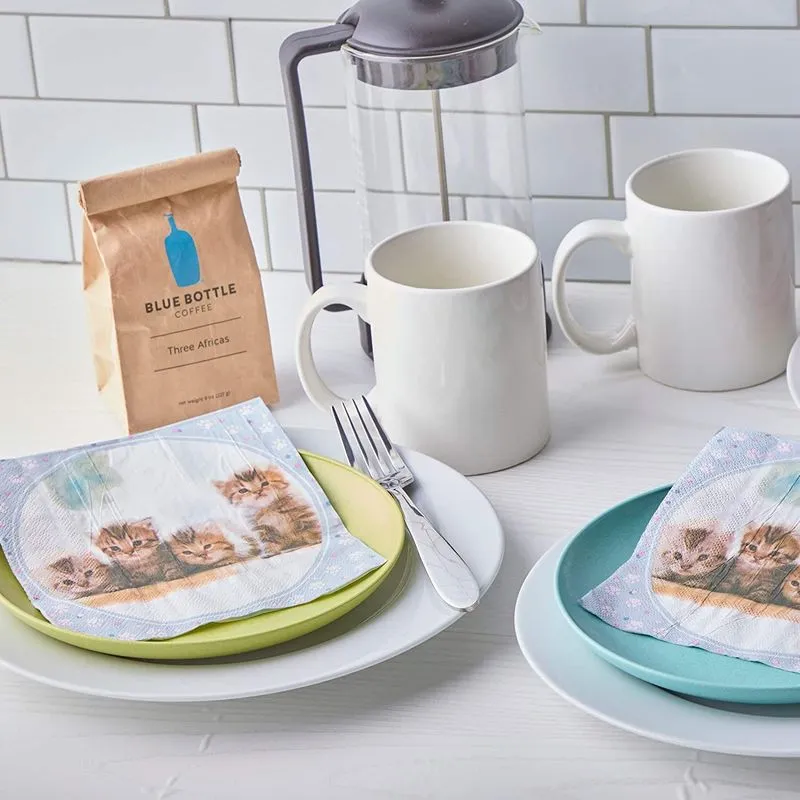 Cat Birthday Party Supplies, Kitten Paper Napkins (6.5 x 6.5 Inches, 150 Pack)