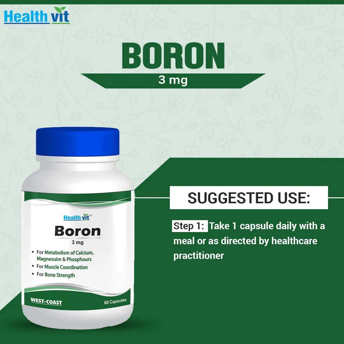 Healthvit Boron 3 mg - 60 Capsules